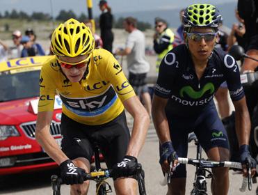 Chris Froome (left) will be hoping to repeat his hammering of Nairo Quintana (right) in last year's Tour De France